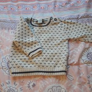 H&M LOGO baby knit sweater cream/blue 4-6m